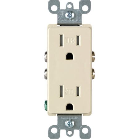 Leviton Leviton Decora 15 amps 125 V Duplex Ivory Outlet 5-15R 1 pk T5325-0DI